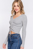 V-neck Shirring Tie Detail Sweater         -42561