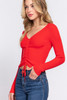 V-neck Shirring Tie Detail Sweater         -42562