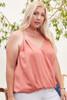 Front Surplice Pleats Back Shirring Solid Cami Top-32235