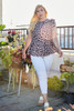 Plus Size Round Neck Back Button Leopard Print Top-32239