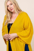Plus Size Solid Hacci Brush Open Front Long Cardigan With Bell Sleeves-32323