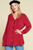 Plus Size Solid Heavy Rayon Modal Jersey Faux Button Up-32326