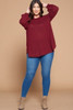 Plus Size Solid Hacci Brush Tunic Top -32332