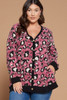 Plus Size Cozy Animal Mir Print With Brush Button Up Cardigan-42650