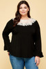 Plus Size Solid Long Sleeve Top-42654