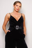 Samba Rhinestone Belt Velvet Jumpsuit-42684