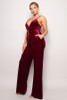 Samba Rhinestone Belt Velvet Jumpsuit-42685