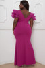 Mesh Tulle Shoulder Plus Size Maxi Dress-42710