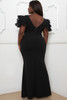 Mesh Tulle Shoulder Plus Size Maxi Dress-42712