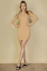 Ribbed Cut Out Front Long Sleeve Bodycon Mini Dress-42735