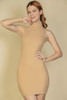 Ribbed Turtle Neck Sleeveless Bodycon Mini Dress-42743