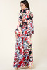 Color Block Printed V Neck Dress-42875