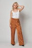 Satin Cargo Pocket Wide Leg Pants-42923