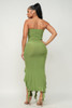 Solid Bottom Ruffle Trim Hem Slit Tube Maxi Dress-42958