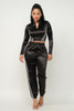 Front Zip Up Stripes Detail Jacket And Pants Set-42967