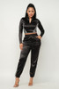 Front Zip Up Stripes Detail Jacket And Pants Set-42967