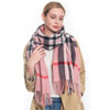 Fashion Check Tassel Oblong Scarf-42982