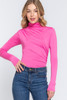 Long Sleeve High Neck Shirring Detail Ity Knit Bodysuit-43004