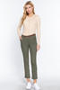 Cotton-span Twill Belted Long Pants          -43000