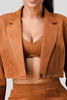 Diagonal Bralette With Cropped Blazer Jacket & Mini Skirt 3pcs Sets-43075