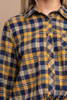 Tie Front Button Down Plaid Shirt With Front Pocket-43085