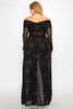 Plus Mesh Glitter See-through -cross Shoulder Wrap Maxi Dress-43101