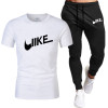 Men's Tracksuit Two Pieces Sets Casual Fitness Short Sleeve T-Shirt Sport Suits