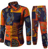 Men's Foreign Trade Long Sleeve Shirt Set Chinese National Wind Pants Large Suit