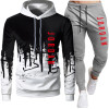 Men's Custom Letter Printed Casual Sportswear Polyester Sweatsuit Jogger Hoodie