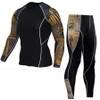 Men Gym Sport Workout Fitness Quick-Drying Long-sleeved Sportswear Set