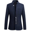Men's Suit Jacket Solid Mandarin Collar Slim Fit Tuxedo Casual Blazer Plus Size