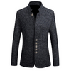 Men's Suit Jacket Solid Mandarin Collar Slim Fit Tuxedo Casual Blazer Plus Size