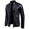 Men's Stand Collar Leather Jacket Large Size 3XL Leather Jacket Color Black/Red