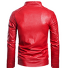 Men's Stand Collar Leather Jacket Large Size 3XL Leather Jacket Color Black/Red