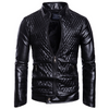 Men's Stand Collar Leather Jacket Large Size 3XL Leather Jacket Color Black/Red