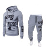 YiXin Men Track Suit Printed Drawstring 2 Piece Outdoor Sports Wear Hoodie Sets