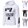 YiXin Men Track Suit Printed Drawstring 2 Piece Outdoor Sports Wear Hoodie Sets