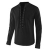 Men's Style Shirts Pure Color Long Sleeve Medieval Knight Cotton Shirt Pullover