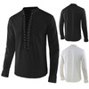Men's Style Shirts Pure Color Long Sleeve Medieval Knight Cotton Shirt Pullover