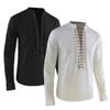 Men's Style Shirts Pure Color Long Sleeve Medieval Knight Cotton Shirt Pullover