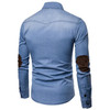 Men's Long Sleeve Denim Casual Cotton Jeans Suede Matching Solid Pocket Shirts