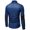 Men's Long Sleeve Denim Casual Cotton Jeans Suede Matching Solid Pocket Shirts