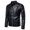 PU Leather Slim Fit Men's Biker Faux Brand Zipper Smart Motorcycle Coat Jacket