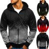 Men's Casual Hoodies Jacket with Zipper Pockets Plus Size Gradient Sweater Coat