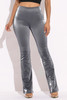 Velvet Pu Flared Pants-43134