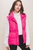 Zip Up Button Puffer Vest With Waist Toggles-43207