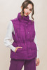 Zip Up Button Puffer Vest With Waist Toggles-43208