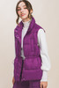 Zip Up Button Puffer Vest With Waist Toggles-43208