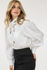 Insert Lace Trim Long Sleeve Blouse-43277