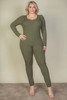 Plus Size Ribbed Scoop Neck Long Sleeve Jumpsuit-43309